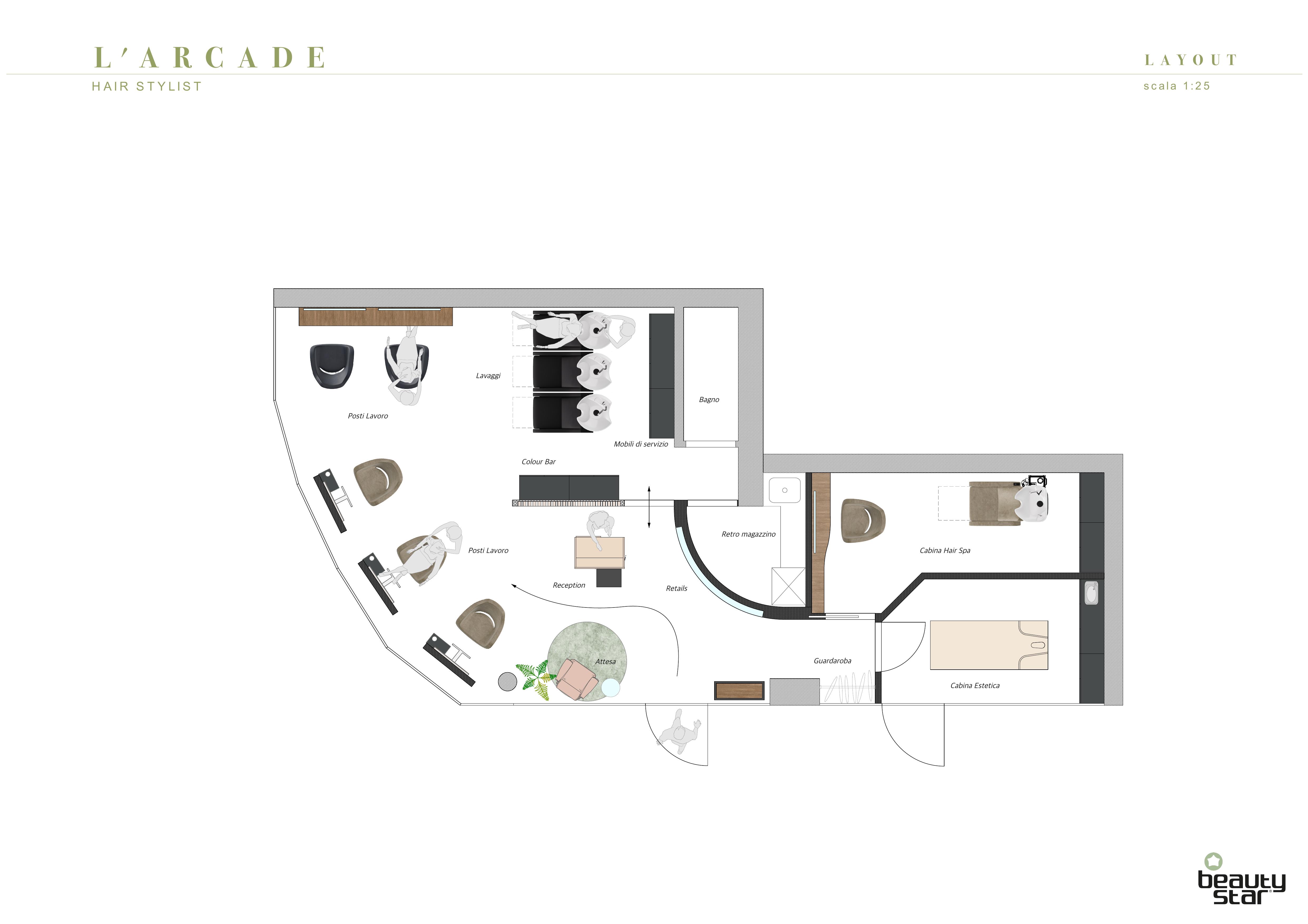Plan d'agencement 2D — L'Arcade Hair Stylist